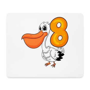 8ème anniversaire motif pélican - huit ans - Tapis de souris (format paysage) - blanc - Devant