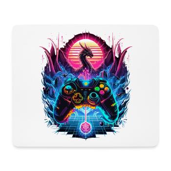 Synthwave Dragon Gaming Fantasy - Mouse Pad (horizontal) - white - Front