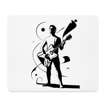 Musikalischer Held mit Gitarristen-Silhouette - Mousepad (Querformat) - Weiß - Vorne