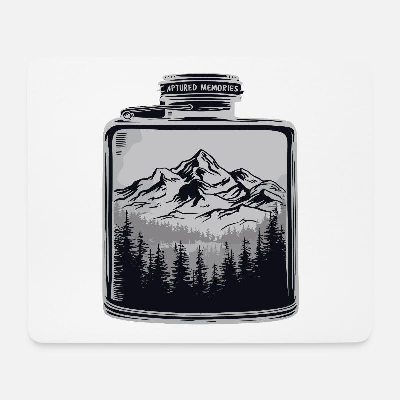 Natur Landschaft Outdoor Berglandschaft Flachmann - Mousepad (Querformat) - Weiß