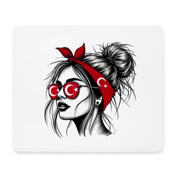 Stylish Turkish woman with Turkish flag design - Mouse Pad (horizontal) - white - Front
