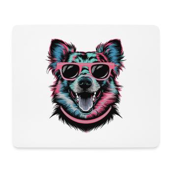 Cool Retro Dog with Sunglasses Colorful Art - Mouse Pad (horizontal) - white - Front