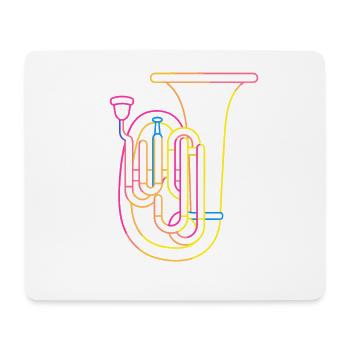 Tuba Zeichnung Retro - Mousepad (Querformat) - Weiß - Vorne