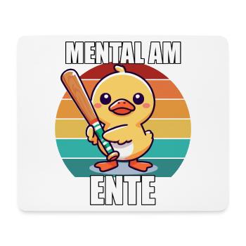 Mental At The End Cute Duck With Racket Retro - Mouse Pad (horizontal) - white - Front