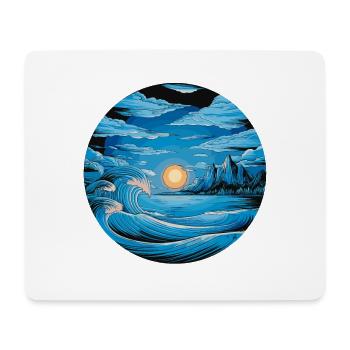 Majestätische Ozeanwelle Sonnenuntergang Künstlerische Naturszene - Mousepad (Querformat) - Weiß - Vorne