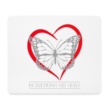 Schmetterling mit Herz - Mousepad (Querformat) - Weiß - Vorne