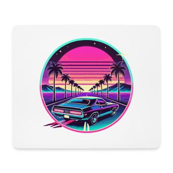 Retro Sunset Car Drive Vaporwave Aesthetic Design - Mouse Pad (horizontal) - white - Front