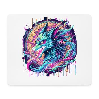 Psychedelische Fuchs Kopf Goa Kunst - Mousepad (Querformat) - Weiß - Vorne