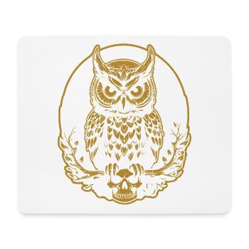 Mystische Eule sitzt auf einem Skull - Mousepad (Querformat) - Weiß - Vorne