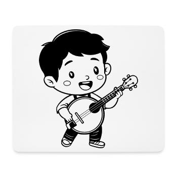 Cartoon Banjo Boy - Mouse Pad (horizontal) - white - Front