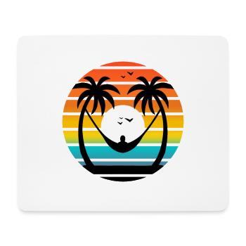 Sonnenuntergang Palmen Hängematte Entspannende Strandatmosphäre - Mousepad (Querformat) - Weiß - Vorne