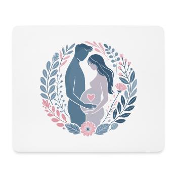 Werdende Eltern lieben blumige schwangere Ankündigung - Mousepad (Querformat) - Weiß - Vorne