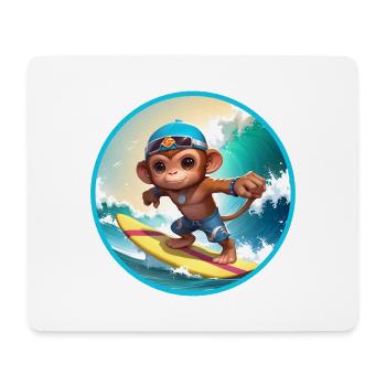 Fröhlicher surfender Affe - Mousepad (Querformat) - Weiß - Vorne
