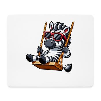 Cooles Zebra auf Schaukel mit Sonnenbrille - Mousepad (Querformat) - Weiß - Vorne