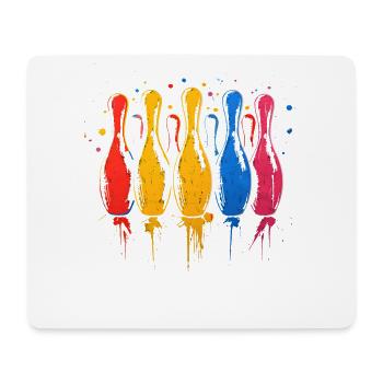 Bowling Farbkleckse - Mousepad (Querformat) - Weiß - Vorne