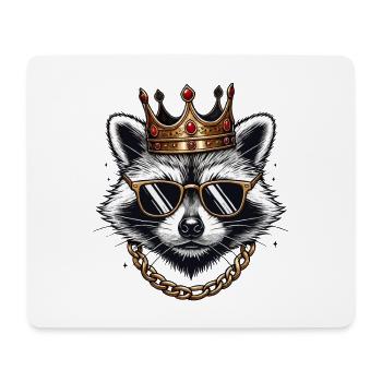 Roi raton laveur cool avec couronne Urban Swag - Tapis de souris (format paysage) - blanc - Devant
