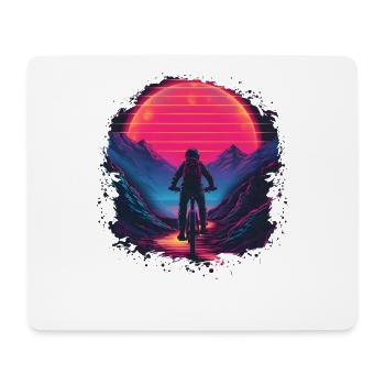 Mountainbiking Synthwave - Mousepad (Querformat) - Weiß - Vorne