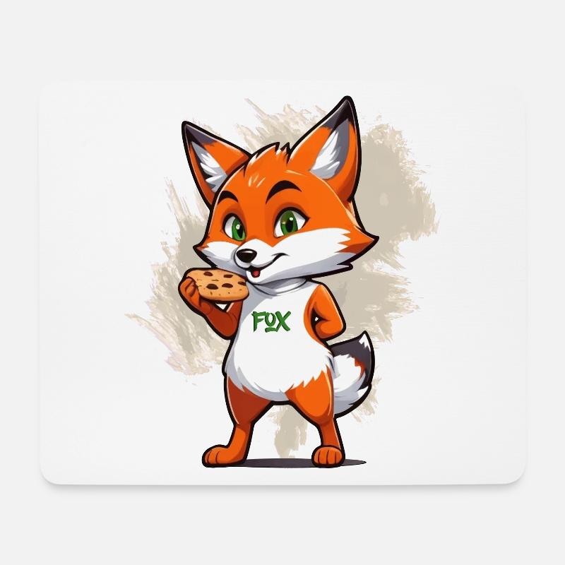 Fuchs mit Keksen - Mousepad (Querformat) - Weiß