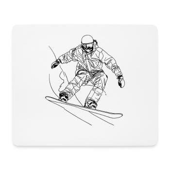 Dessin au trait du snowboarder - Tapis de souris (format paysage) - blanc - Devant
