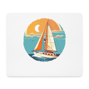 Segeln Comic Look - Mousepad (Querformat) - Weiß - Vorne