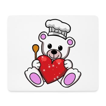 Teddy Cook Cuisiniers Cook Coeur Coeurs Ours en peluche - Tapis de souris (format paysage) - blanc - Devant