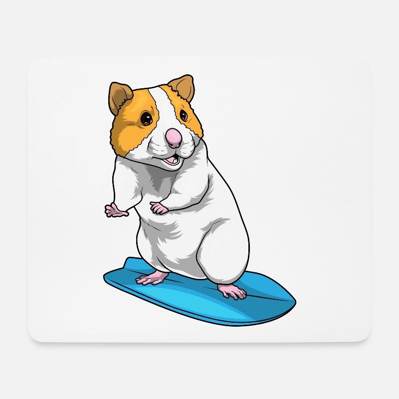 Hamster Surfen Surfbrett Sommer - Mousepad (Querformat) - Weiß