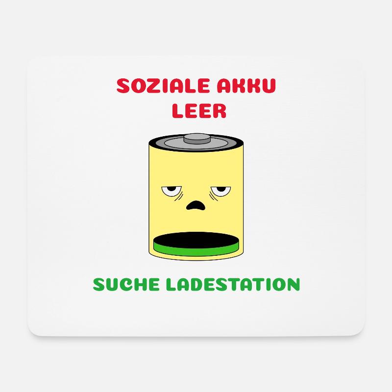 Soziale Akku Leer, Suche Ladestation - Mousepad (Querformat) - Weiß