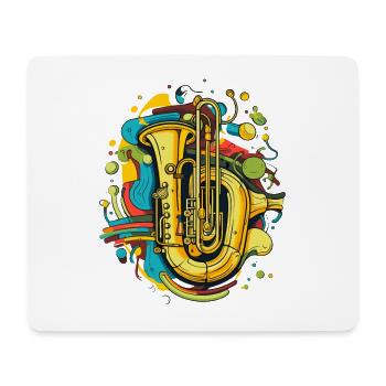 Tuba Cartoon Look - Mouse Pad (horizontal) - white - Front