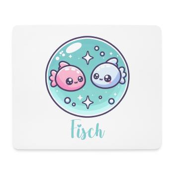 Fische Design für Sternzeichen Fans – Kawaii Motiv - Mousepad (Querformat) - Weiß - Vorne