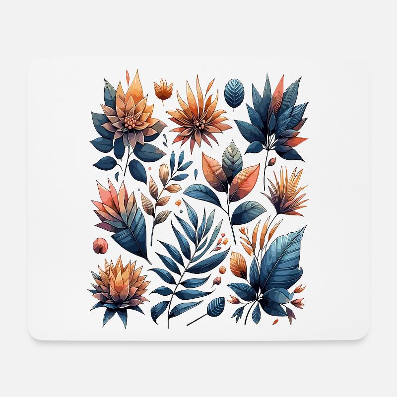 Aquarelle Blätter Boho Blättermuster - Mousepad (Querformat) - Weiß