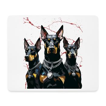 Dreifache Dobermann Geometrie - Mousepad (Querformat) - Weiß - Vorne
