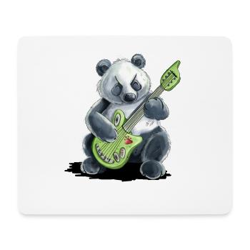Panda Bear Plays Guitar Music Electric Guitar - Mouse Pad (horizontal) - white - Front
