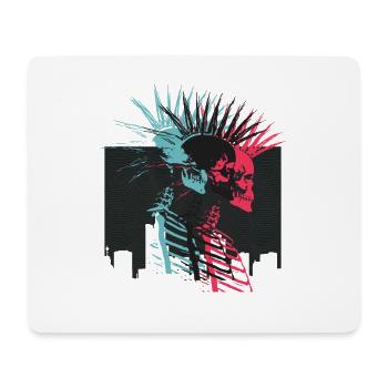 Neon Punk Rock Schädel City Skyline - Mousepad (Querformat) - Weiß - Vorne