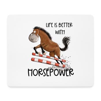 Witziges Springpferd Springreiten Tunier Pferd - Mousepad (Querformat) - Weiß - Vorne