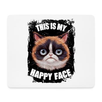 Funny Happy Face Kitten Kitty Cat Ironic Sarcasm. - Mouse Pad (horizontal) - white - Front