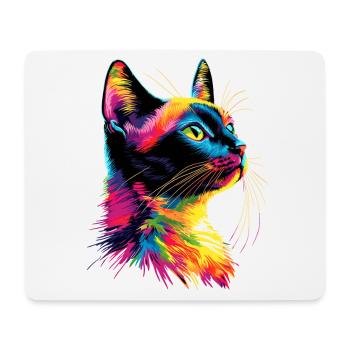 Katze Bunt Regenbogen Farben Popart Cat Mom Katzen - Mousepad (Querformat) - Weiß - Vorne