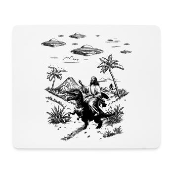 Jesus Dinosaur Meme Humor Religion Fantasy - Mouse Pad (horizontal) - white - Front