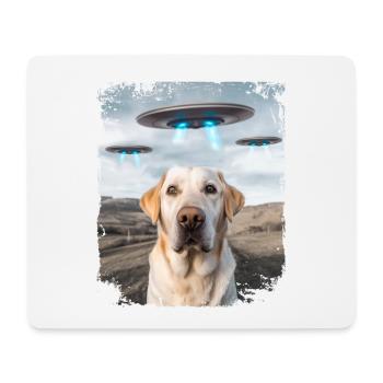 Labrador Retriever Dog Selfie with Alien UFOs. - Mouse Pad (horizontal) - white - Front