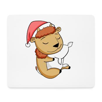 Bison Niedlich Müde Ausschlafen Weihnachten - Mousepad (Querformat) - Weiß - Vorne