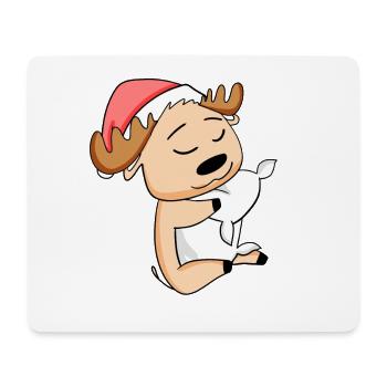 Elch Niedlich Müde Ausschlafen Weihnachten - Mousepad (Querformat) - Weiß - Vorne