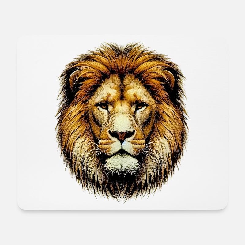Löwe - Mousepad (Querformat) - Weiß