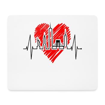 New York Skyline Herzschlag Herz Puls USA Geschenk - Mousepad (Querformat) - Weiß - Vorne