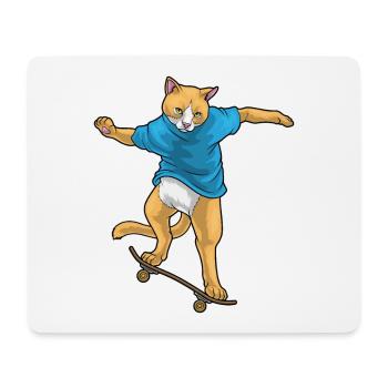 Chat Skater Skateboard - Tapis de souris (format paysage) - blanc - Devant