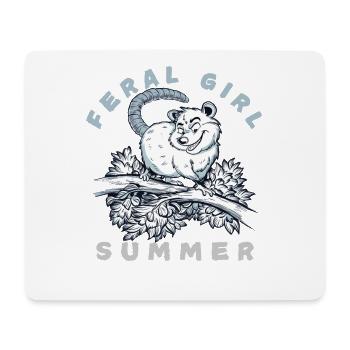 Feral Girl Summer Opossum Illustration - Mouse Pad (horizontal) - white - Front