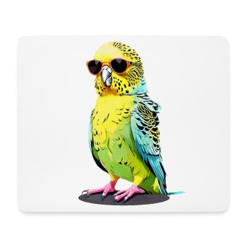 Cool budgie with sunglasses - Mouse Pad (horizontal) - white - Front