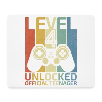Level 4 Freigeschaltetes Hemd Video Gamer 4. Geburtstag - Mousepad (Querformat) - Weiß - Vorne