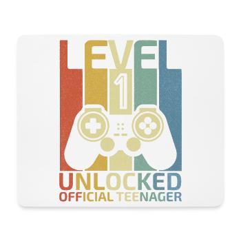 Level 1 Entsperrtes Shirt Video Gamer 1. Geburtstag - Mousepad (Querformat) - Weiß - Vorne