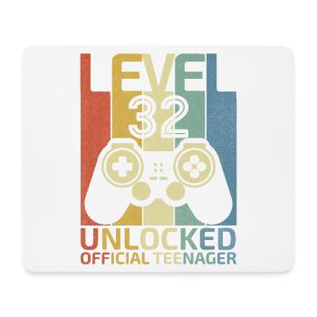 Level 32 Freigeschaltetes Hemd Video Gamer 32. Geburtstag - Mousepad (Querformat) - Weiß - Vorne