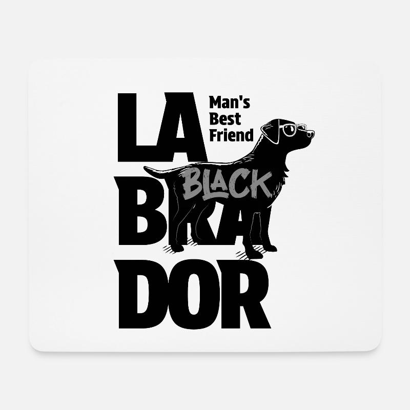 Black Brush Schrift mit Labrador Silhouetten - Mousepad (Querformat) - Weiß