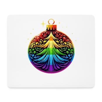 Boule de Noël arc-en-ciel avec ornement d’arbre de Noël - Tapis de souris (format paysage) - blanc - Devant